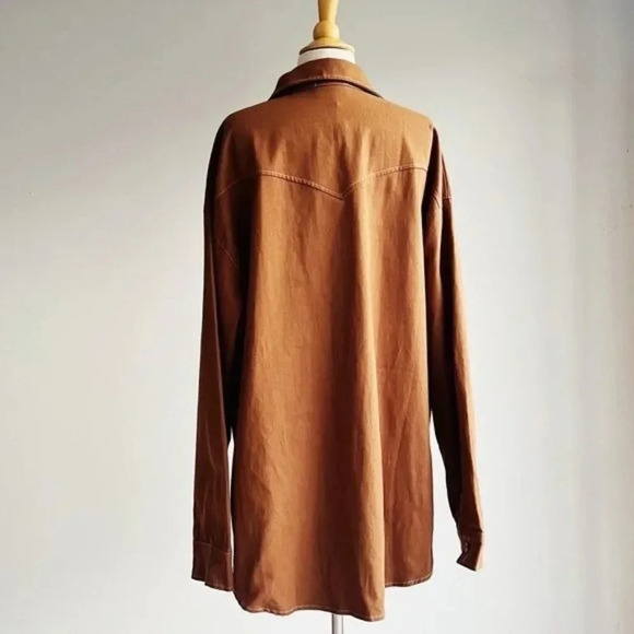 NWT KITTENISH | Oversized Brown Western Button Down Shacket | S - Picture 7 of 9